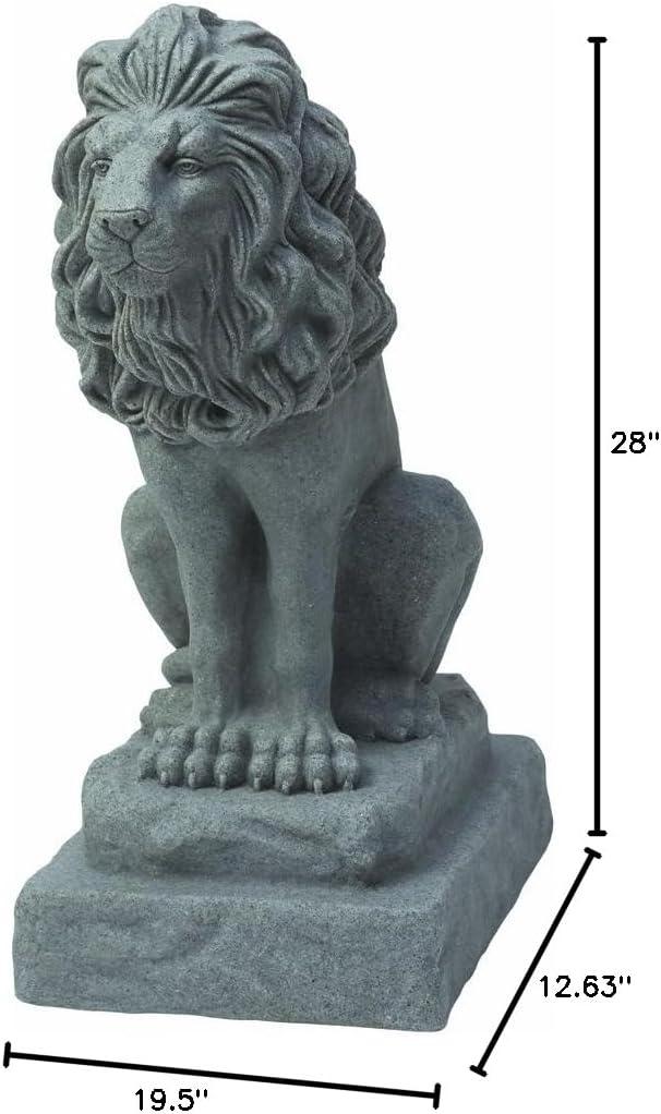 Guardian Lion 28" Natural Granite Resin Garden Statue