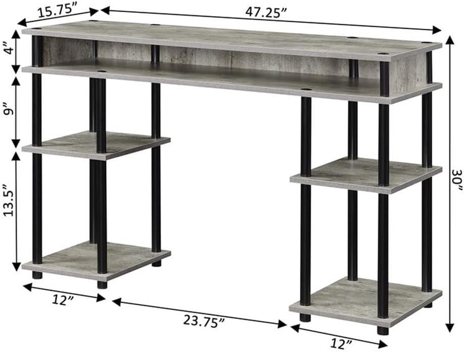 Convenience Concepts Designs2Go 30" Tall No Tools Student Desk with Shelves, Faux Birch/Black