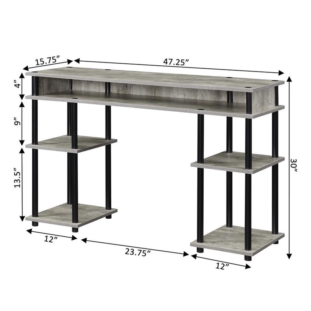Convenience Concepts Designs2Go 30" Tall No Tools Student Desk with Shelves, Faux Birch/Black