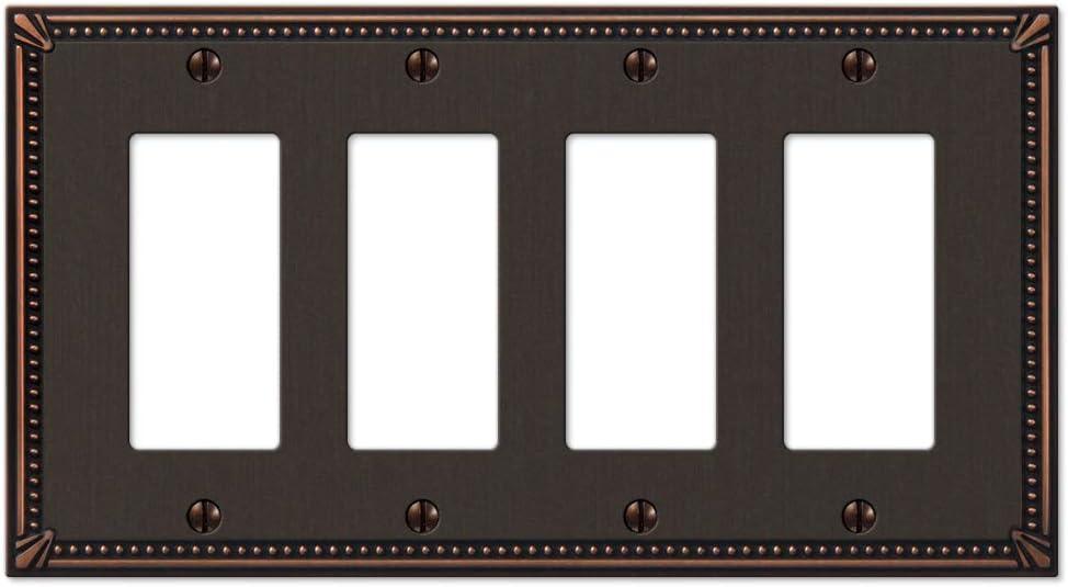 Amerelle 74R4DB Moderne Wallplate 4 Rocker Cast Metal Aged Bronze 1-Pack