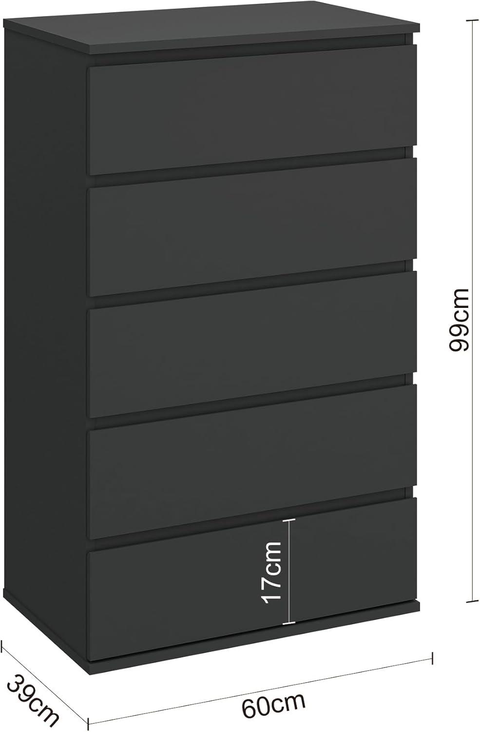 Cómoda Blanca de 5 Cajones para Dormitorio, Cómoda Moderna, Cómoda de Almacenamiento de Madera con Cajones Profundos para la Entrada Del Pasillo de la Sala de Estar,