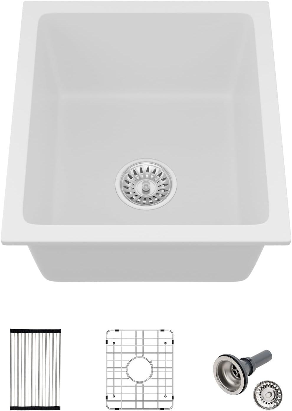 25x22 Inch Black Granite Composite Single Bowl Kitchen Sink