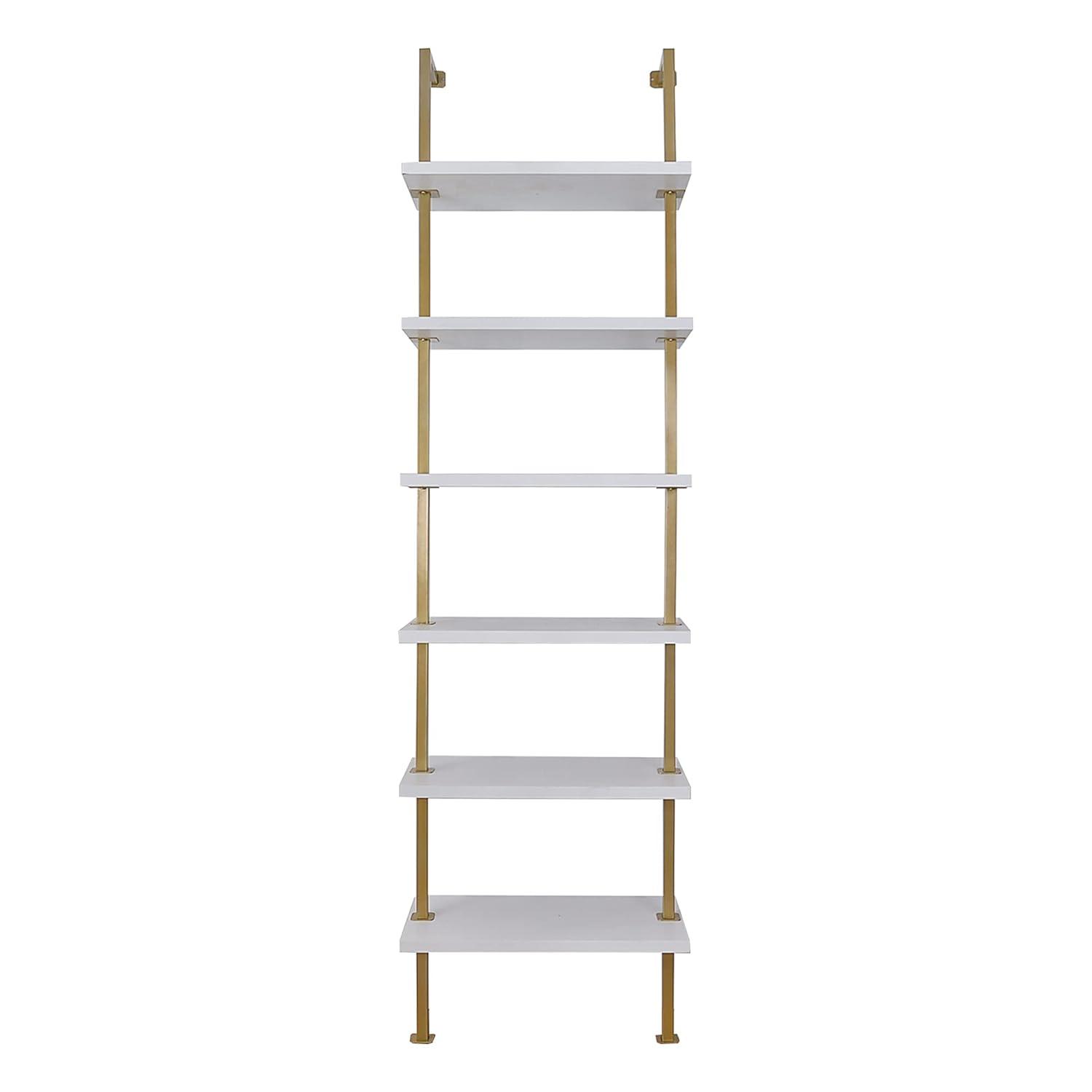 85" Theo 6 Tier Wood Wall Mount Ladder Bookshelf - Nathan James