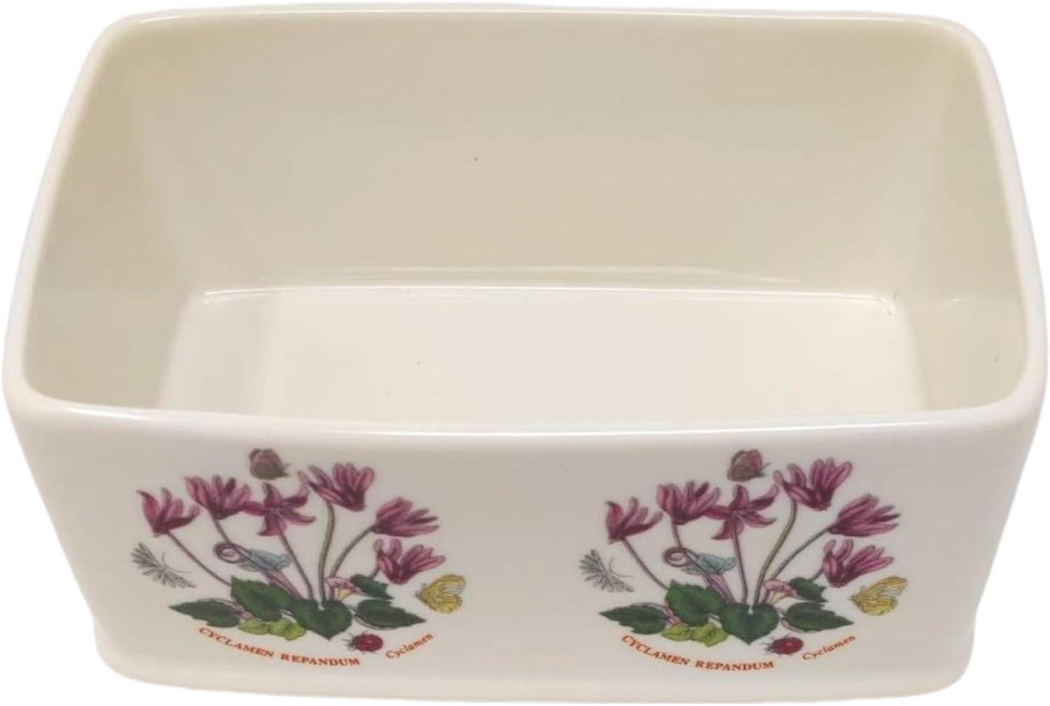 Portmeirion Botanic Garden 6" Butter Keeper with Knob Lid, Assorted Floral Motifs, Porcelain Butter Dish, Elegant Kitchen Storage Solution