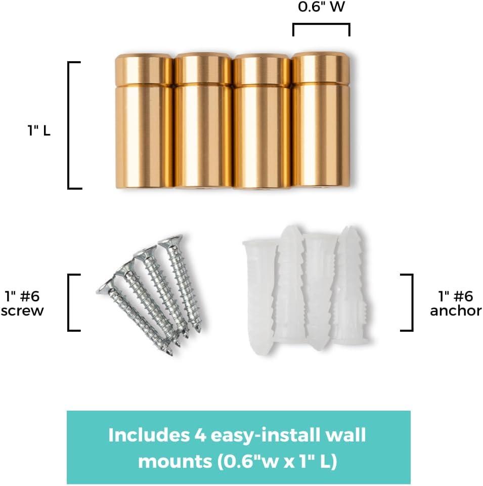 Wexel Art 1-Inch Standard Wall Mounts Grade Acrylic Floating Frames, Silver (Pack Of 4)