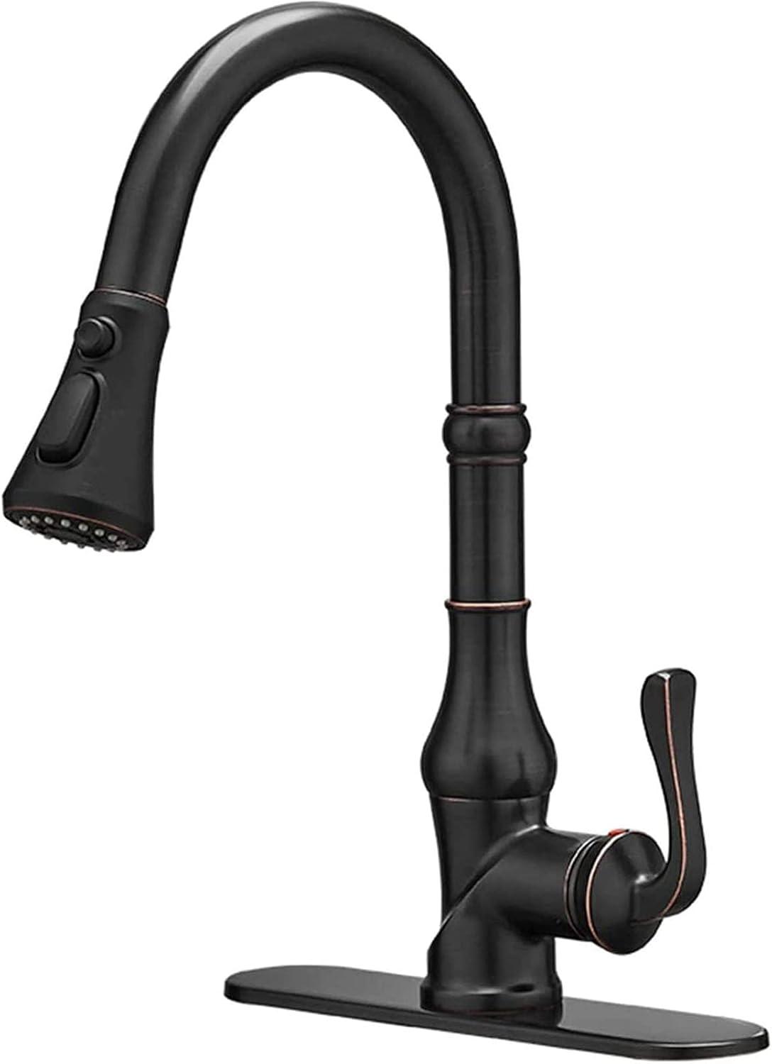 Oil-Rubbed Bronze Pull-Down Kitchen Faucet with Spray