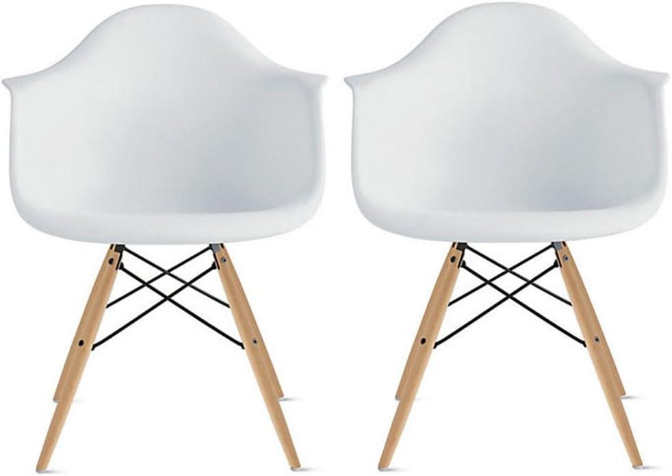 George Oliver Set of 2 Modern Dining Side Chairs from Molded Plastic Armchair Shell with Natural Wooden Legs (Set of 2)
