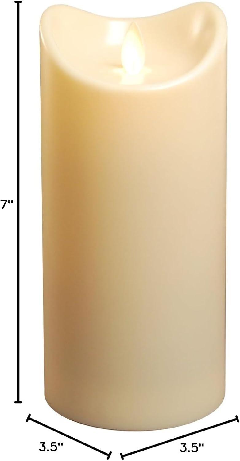 Cream Flameless LED Pillar Candle with Moving Flame