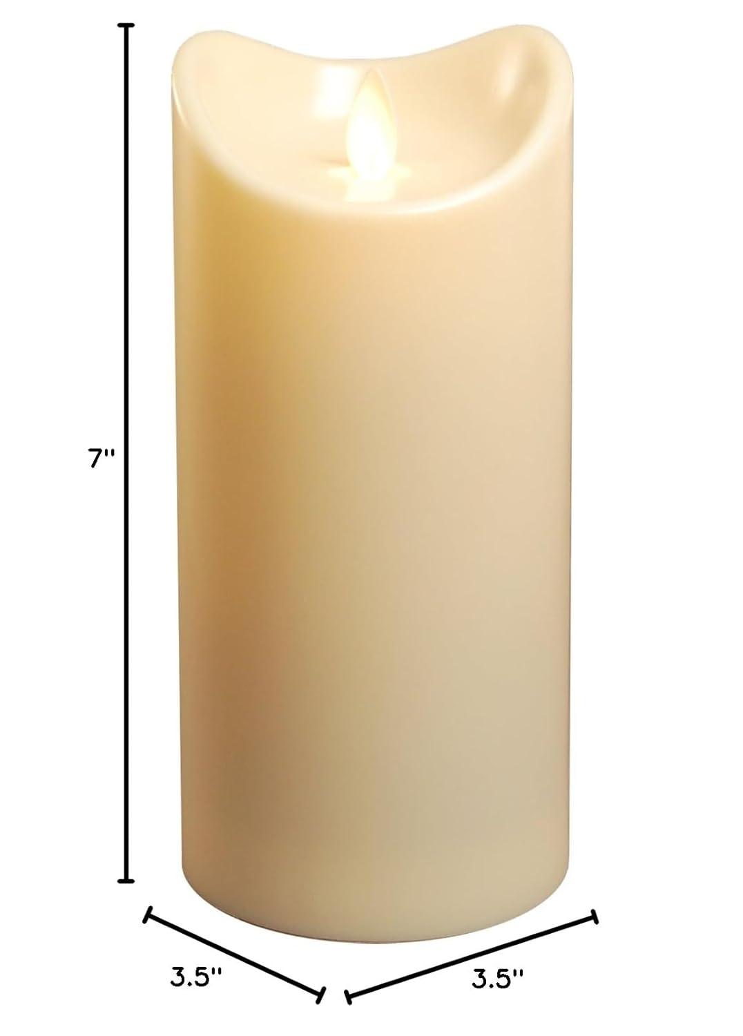 LumaBase Battery Operated Pillar Candle with Moving Flame (7 inches)