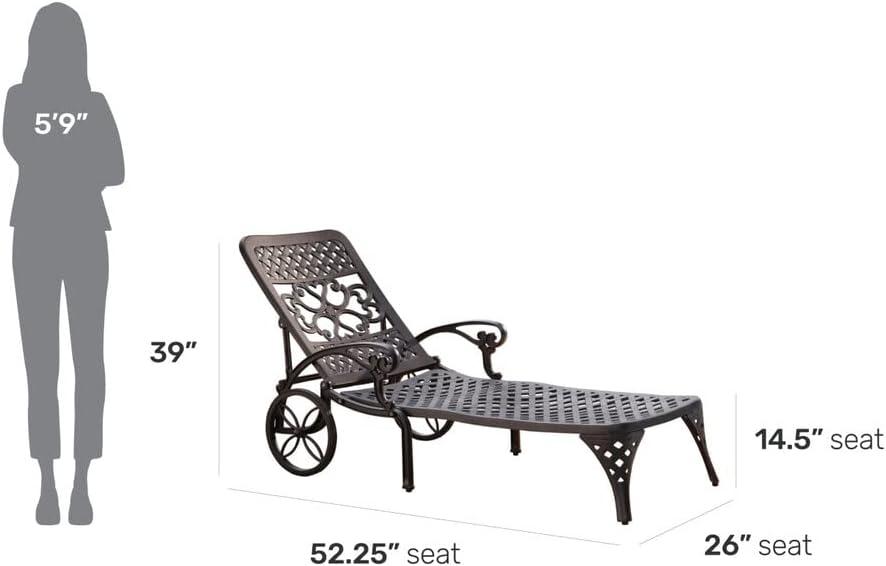 Homestyles Sanibel Outdoor Aluminum Chaise Lounge with Back Adjusts in Black