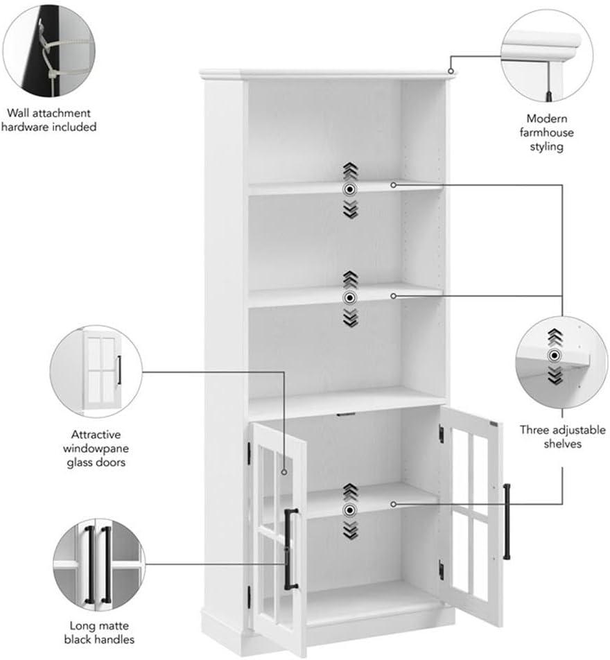 Westbrook 5 Shelf Bookcase with Glass Doors by Bush Furniture