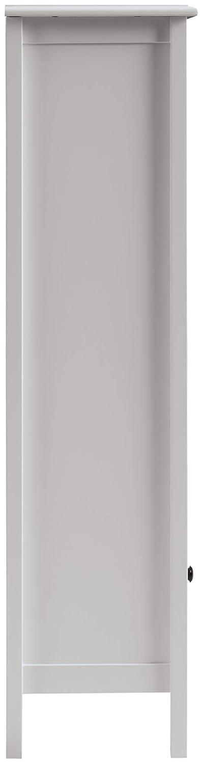 Signature Design by Ashley Miranda Farmhouse Adjustable Accent Cabinet or Wardrobe with Glass Doors, White