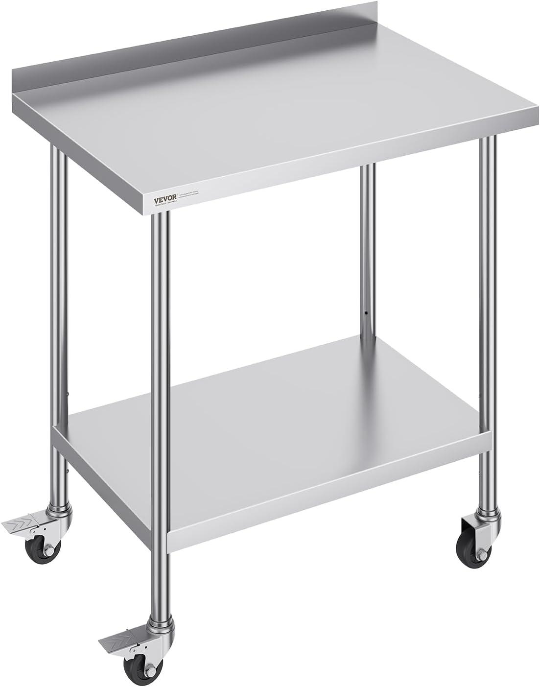 VEVOR VEVOR Stainless Steel 24'' W x 40'' H Adjustable Portable Work Table