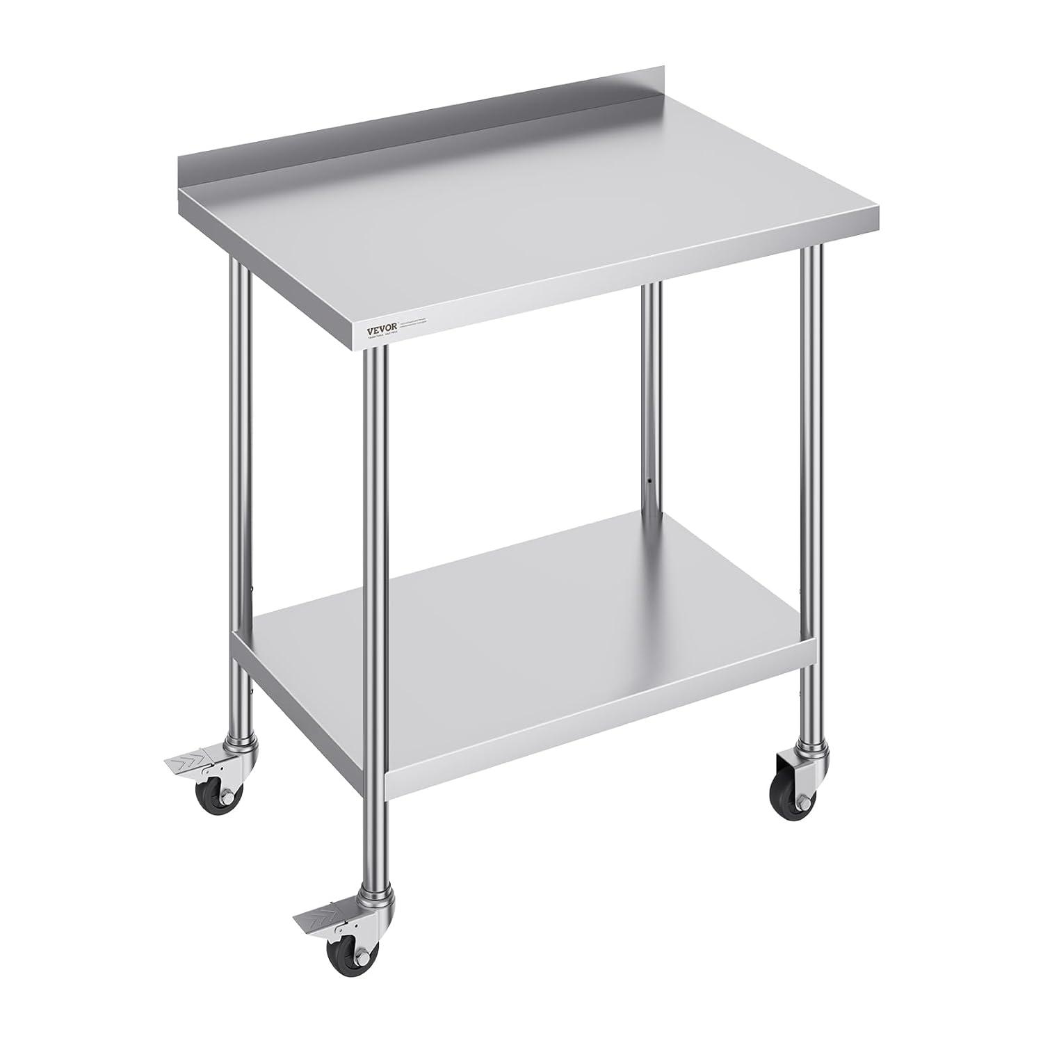VEVOR VEVOR Stainless Steel 24'' W x 40'' H Adjustable Portable Work Table