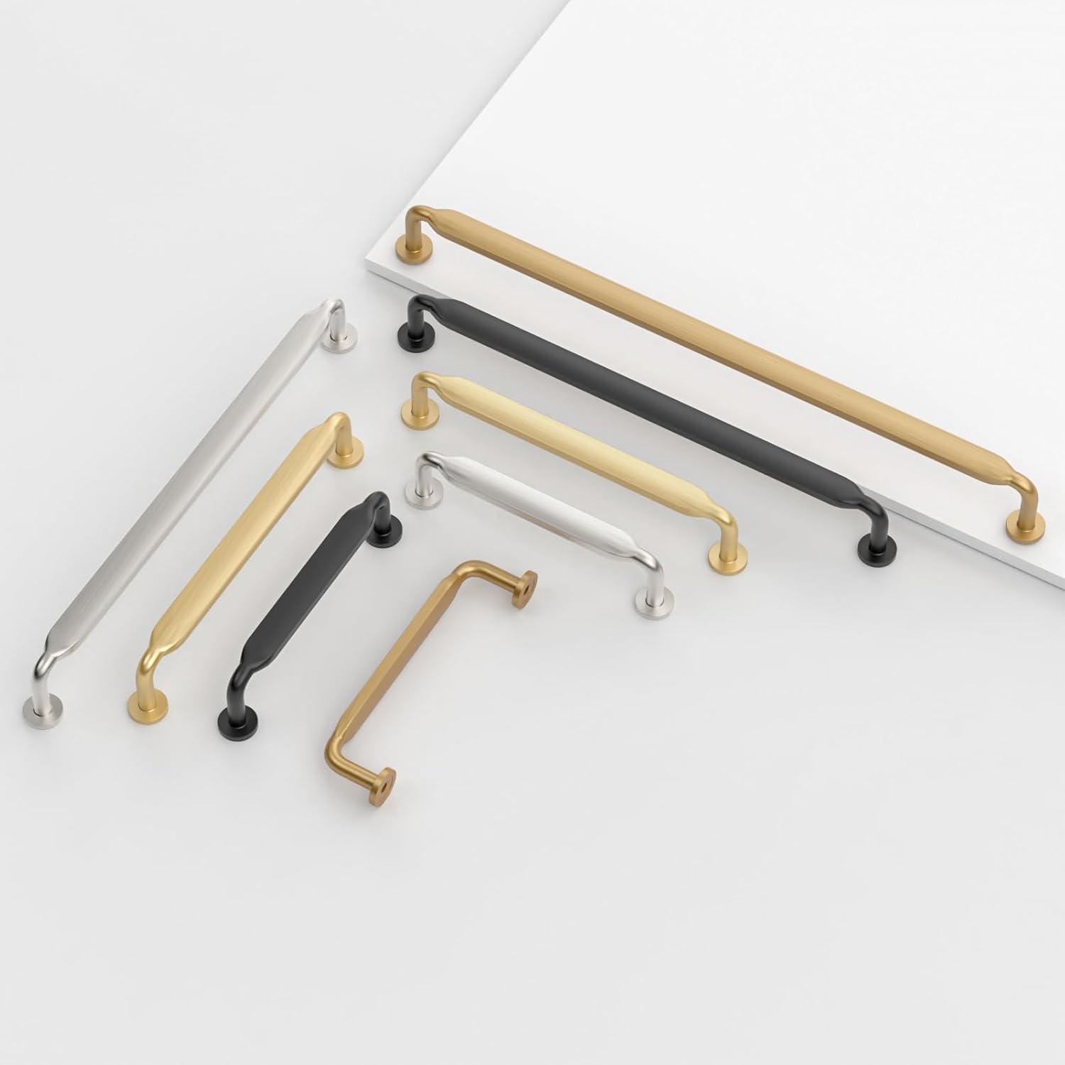 5-Inch Brushed Brass Modern Cabinet Pulls with Mounting Hardware