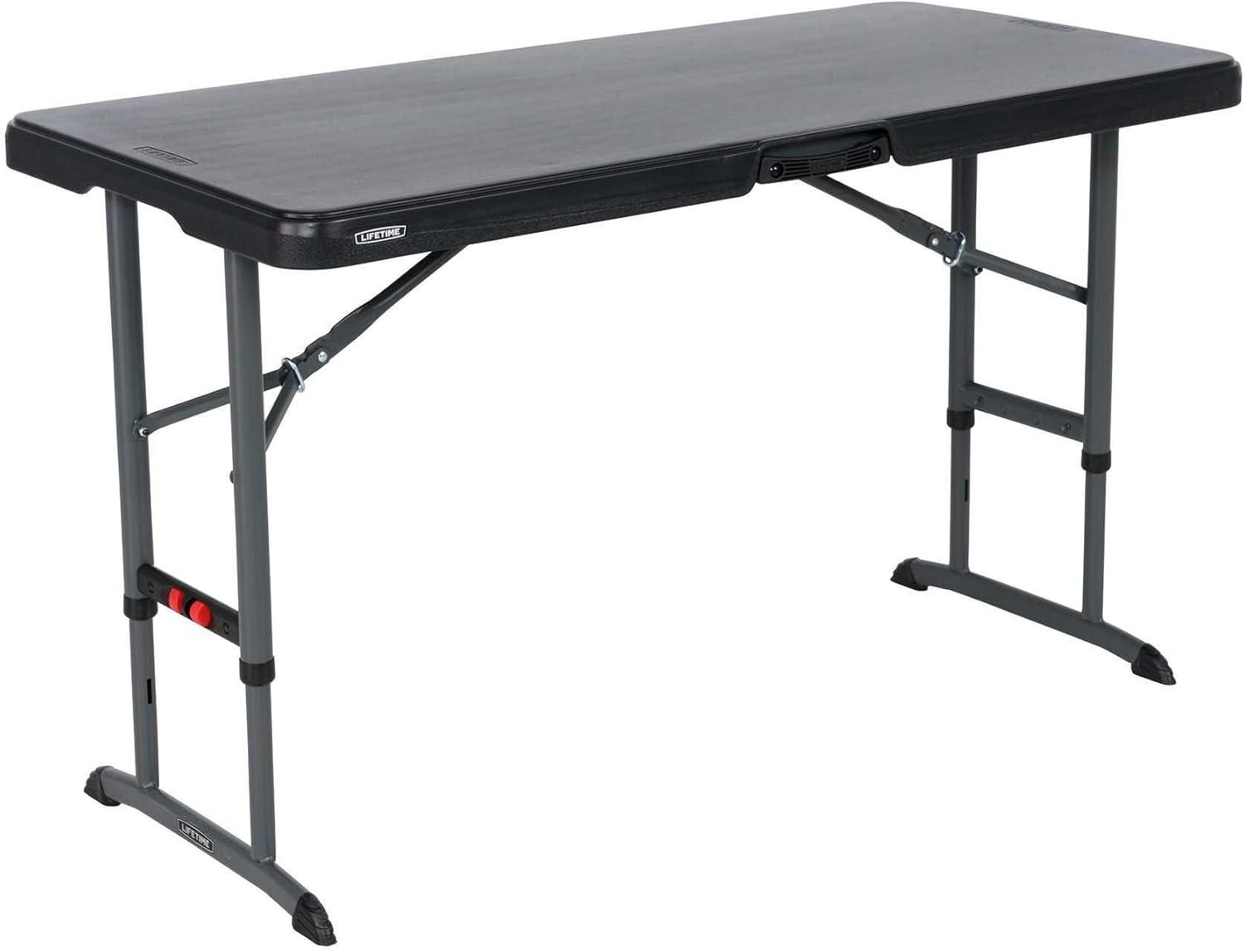 Lifetime 4 Foot Rectangle Adjustable Height Table, Indoor/Outdoor Commercial Grade, Black (80917)