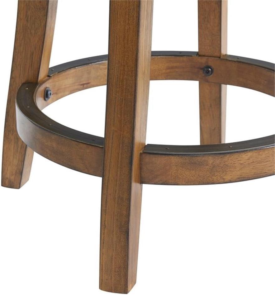 Alaterre Ellie Upholstered Swivel Bar Stool Chairs with Padded Seat and Back, Rubberwood Frame with Metal Kick Plate