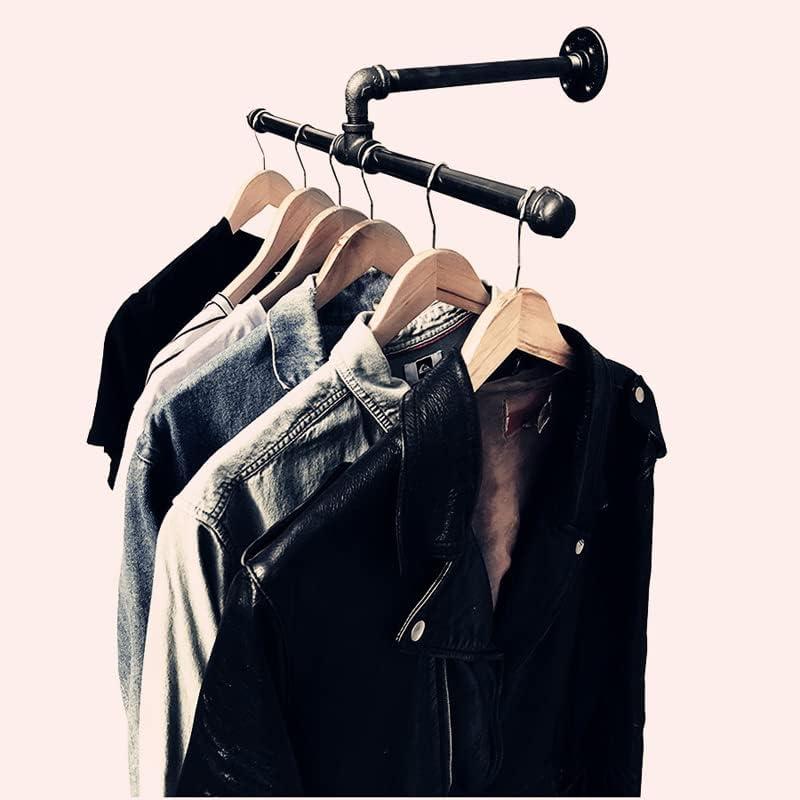 Black Industrial Pipe Wall-Mounted Clothes Rack