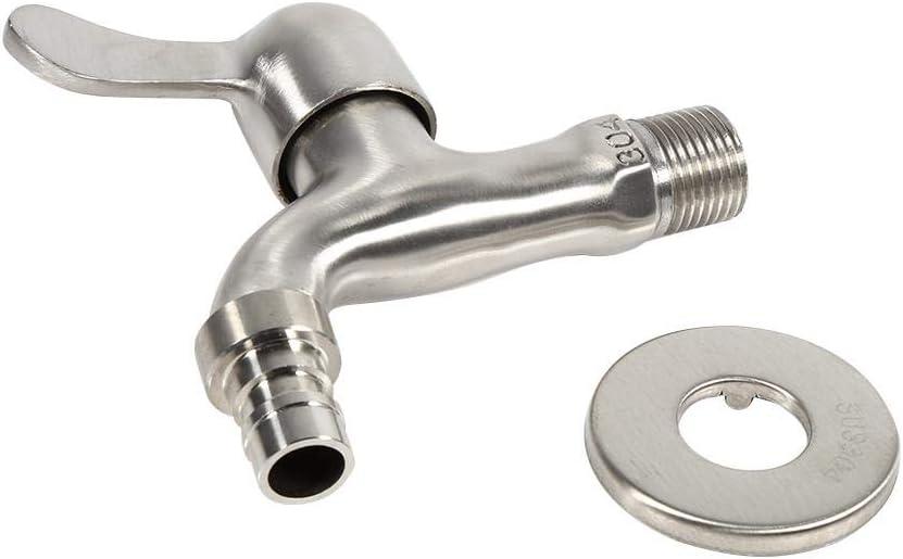 ViaGasaFamido Single Handle Cold Faucet Garden Tap 304 Stainless Steel Outside Wall Mounted Water Faucet for Laundry Bathroom Washing Machine Mop Pool Tub(#1)