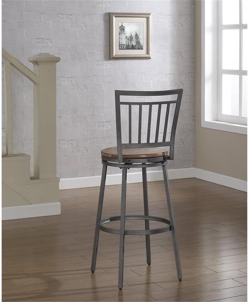 Stockton 25" Metal Swivel Stool - Slate Grey - Golden Oak Seat