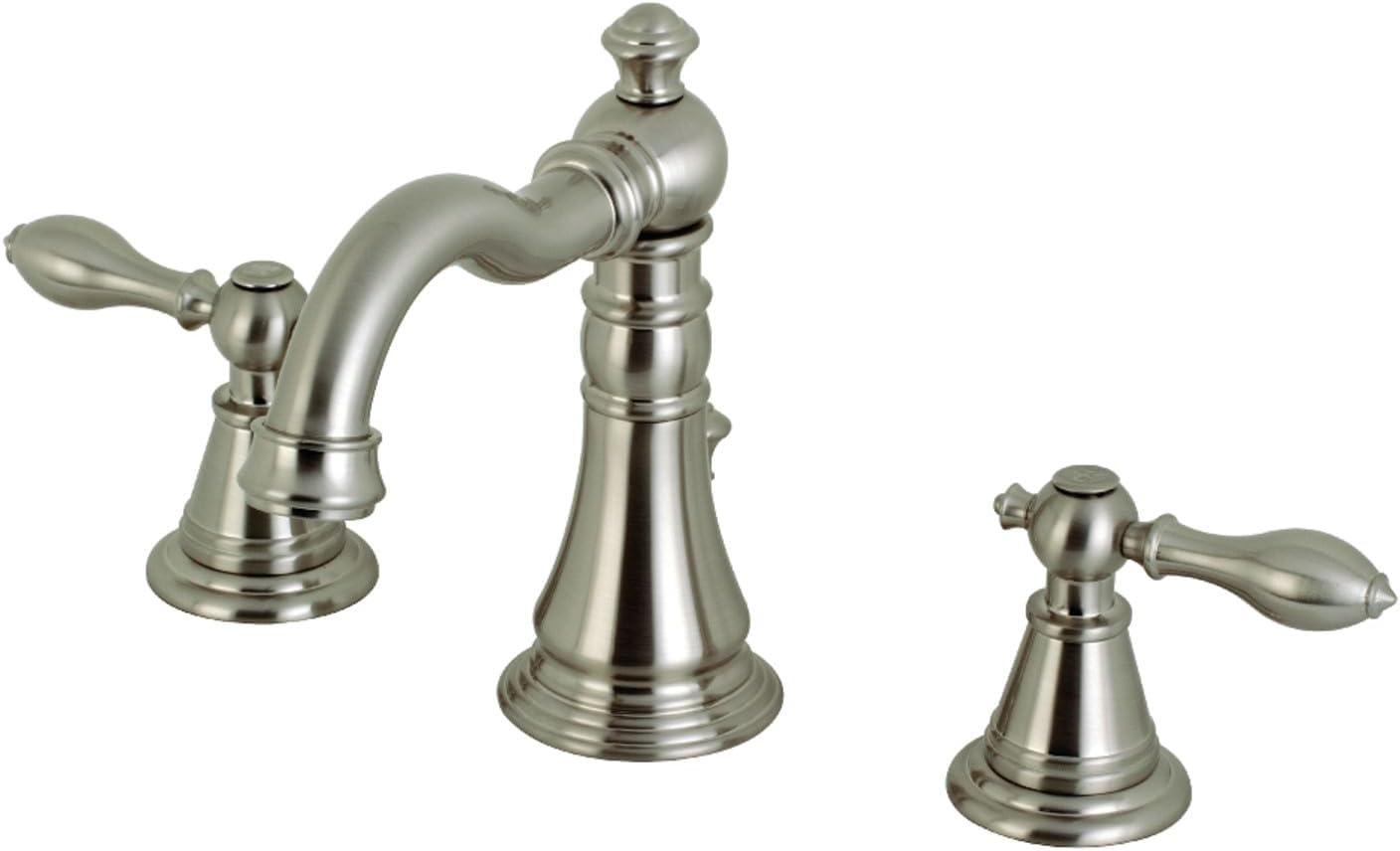 Kingston Brass English Classic Two-Handle 3-Hole Deck Mount Widespread Bathroom Faucet with Pop-Up Drain