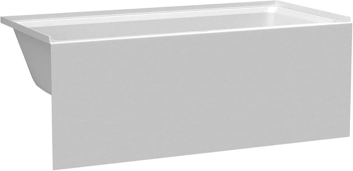 Fine Fixtures Acrylic, Fiberglass Alcove Soaking Bathtub with Integral Apron Front in Glossy White - Left Hand Drain, 60" x 30"