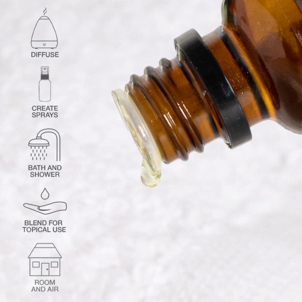 SpaRoom 100% Pure Essential Oils Set; Perfect for Aromatherapy, Diffusers, Humidifiers and Home Care, Spa Day Set of 6 with Bamboo Holder