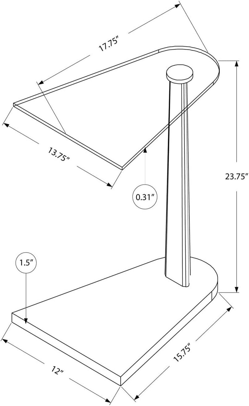 Contemporary Triangular Black Wood & Metal D-Shape Accent Table