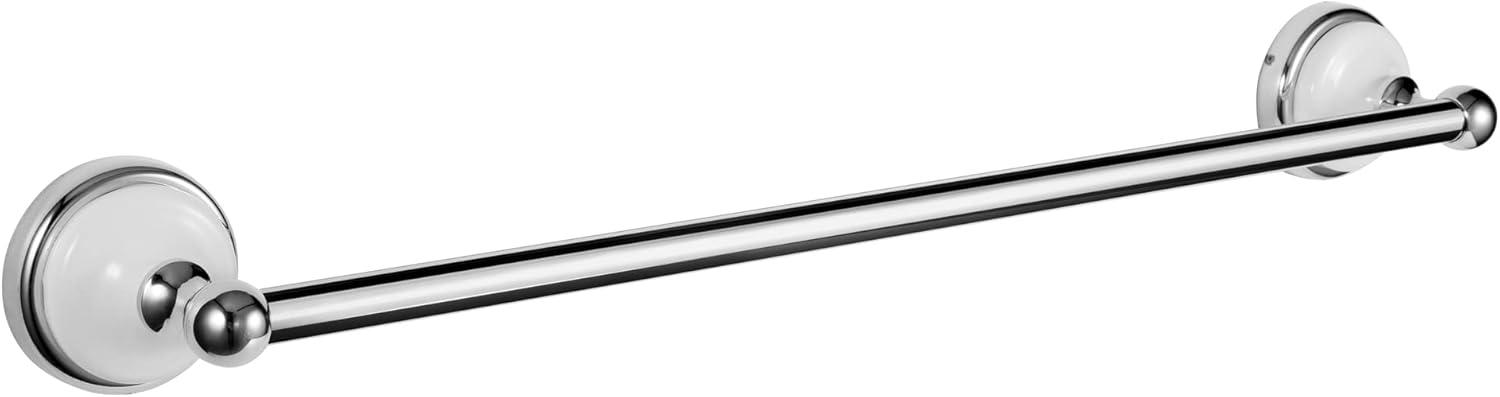 Savannah 24-Inch Polished Chrome and White Wall Mounted Towel Bar