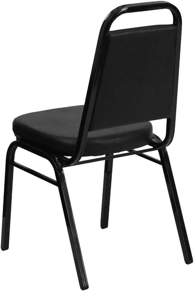 Elegant Black Vinyl Banquet Chair with Powder-Coated Steel Frame