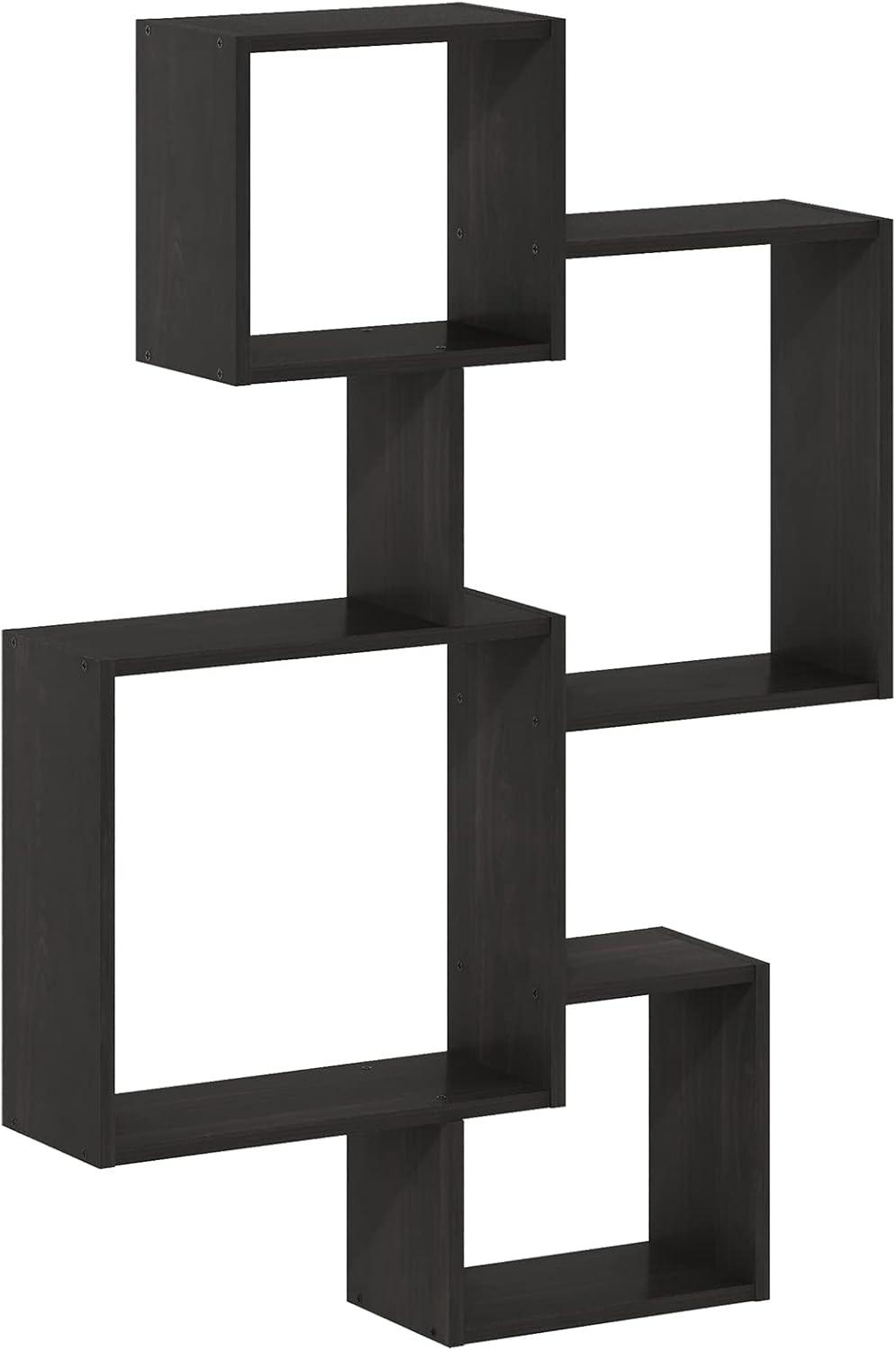 Espresso 4-Cube Laminated Floating Wall Shelf