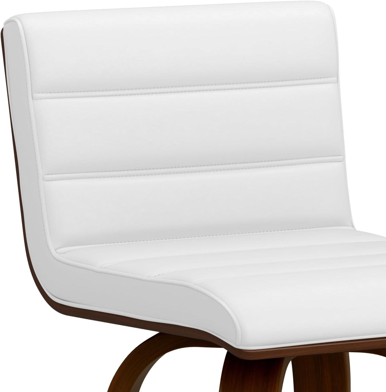 Simpli Home Roland Swivel Upholstered Mid-Century Modern Stool with Padded Seat and Back