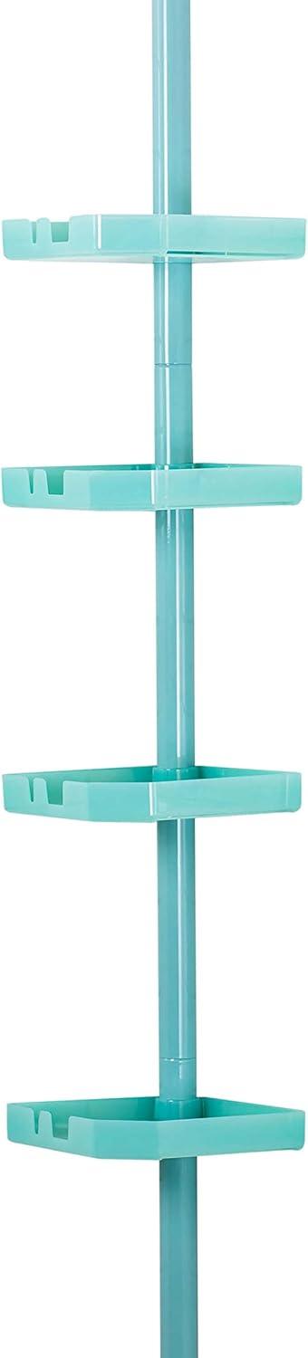 Bath Bliss Organizador de Ducha de Plástico con Esquina de Tensión de 4 Niveles en Seaglass