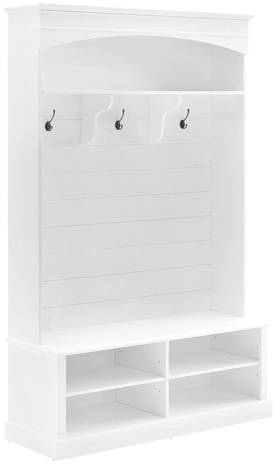 Bartlett Hall Tree White - Crosley: Bench Seat, Shoe Storage, 3 Double-Prong Hooks