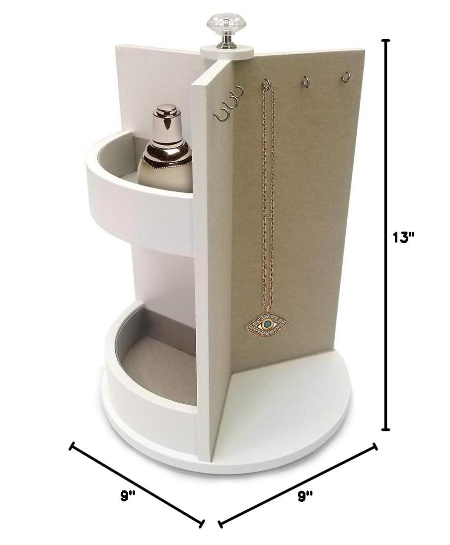 OnDisplay Brooke Spinning Wooden Jewelry Cabinet Organizer - White