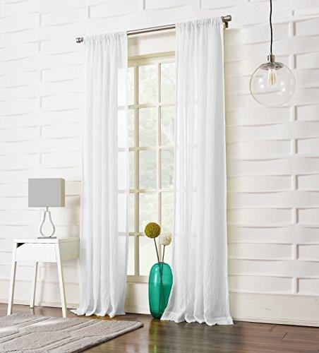 50"x95" No. 918 Sheer Avril Crushed Texture Rod Pocket Curtain Panel White: Light Filtering, Polyester, Machine Washable