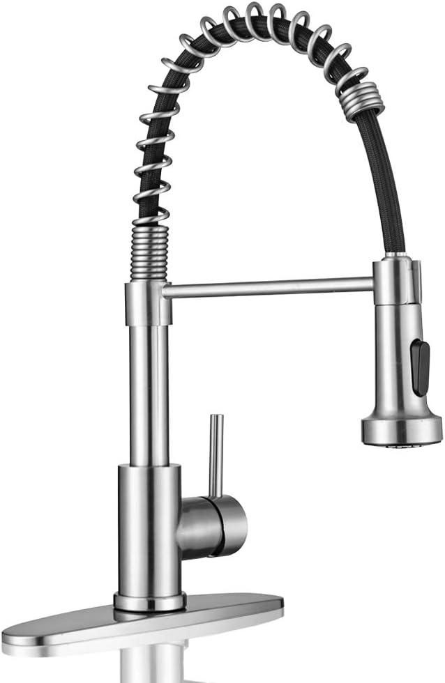 Kitchen Faucets Single Handle With Pull-Down Spout For Farmhouse RV Bar With 3 Hole Deck