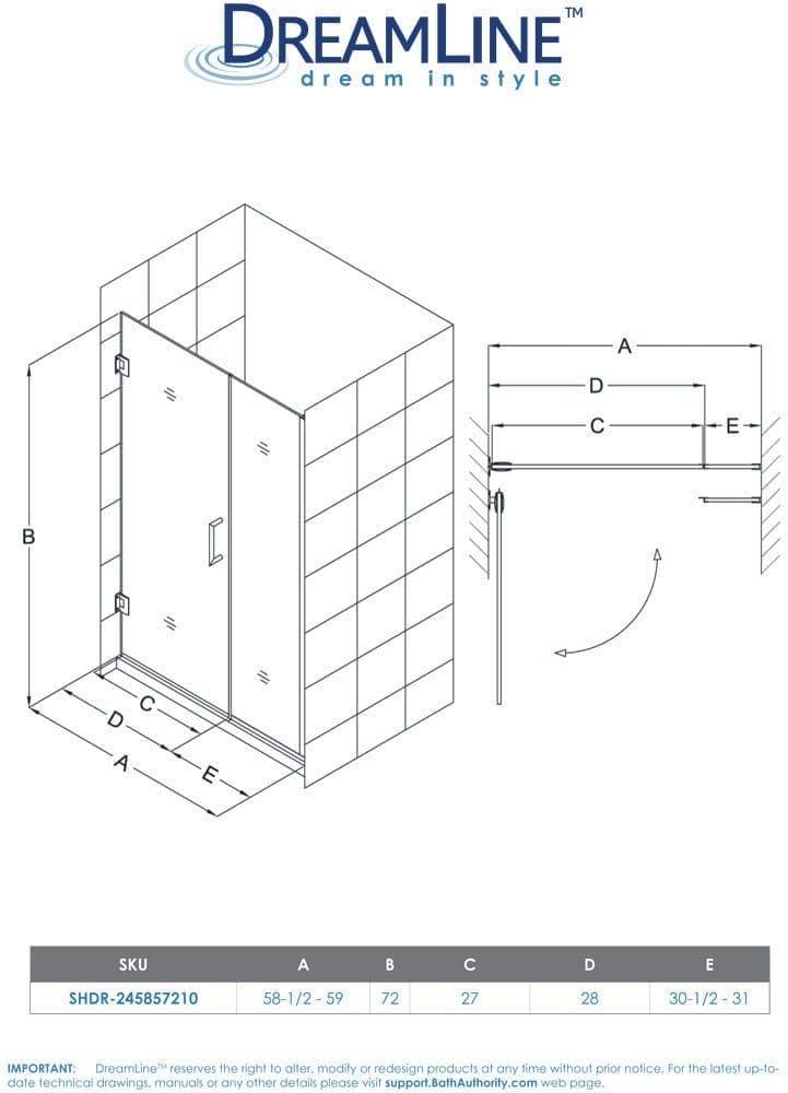 Unidoor Plus 58" W x 72" H Shower Door with ClearMax™ Technology