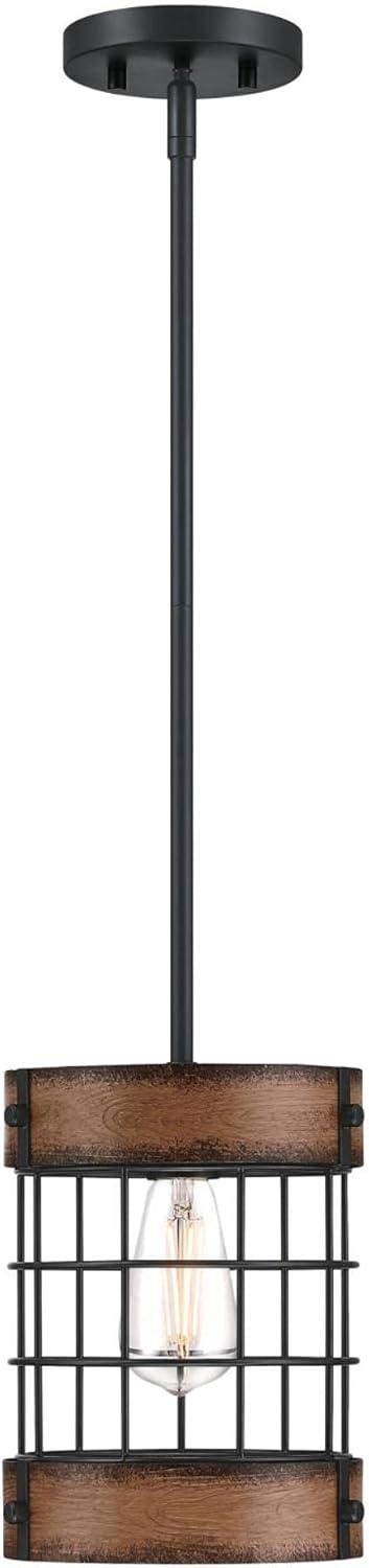 Westinghouse Lighting 6117900 Langston One-Light Indoor Pendant with Barnwood Accents, Matte Black