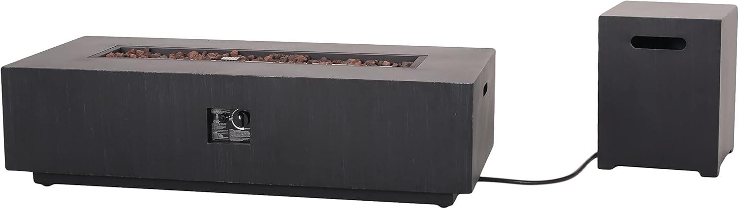 Wellington Outdoor 50000 BTU Rectangular Fire Pit with Tank Holder Brushed Black - Christopher Knight Home