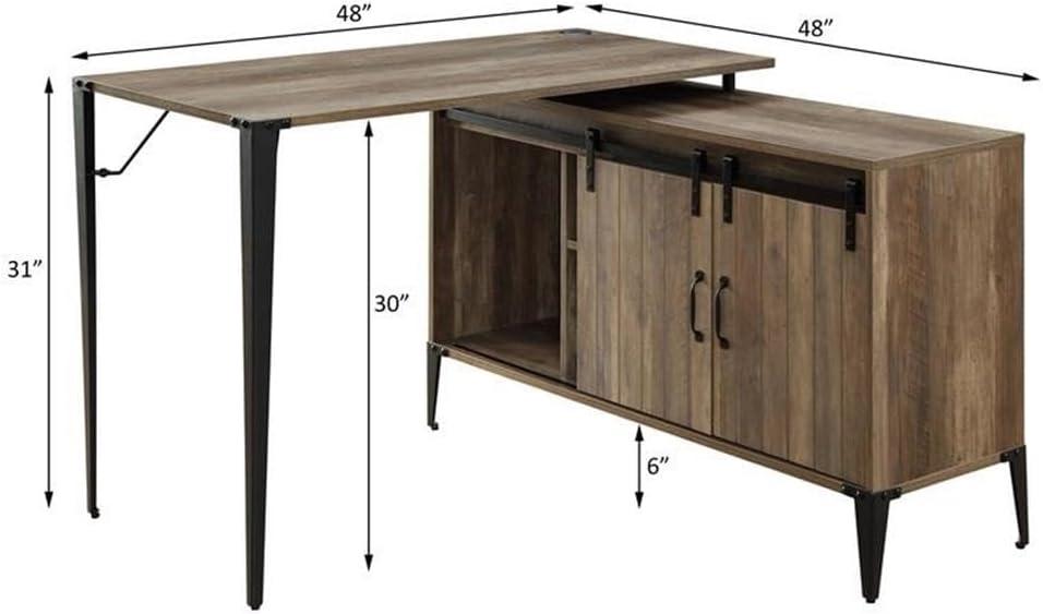 ExpressThrough L-Shaped Metal Base Writing Desk with Power Outlet