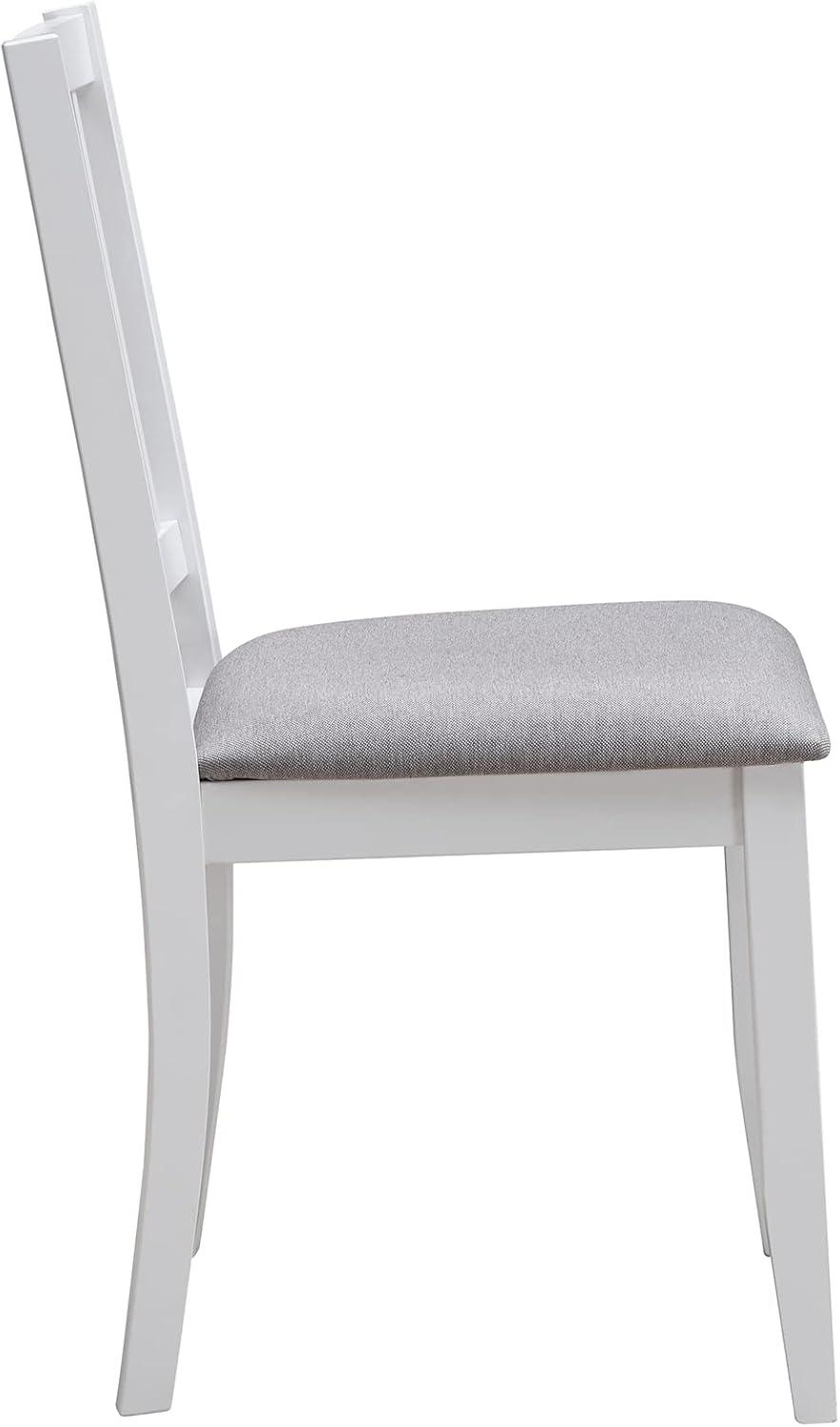 Duhome Rubber Wood Dining Chairs Set of 2, Slat Back Farmhouse Dining Room Chairs Kitchen Side Chairs with Upholstered Seat, White