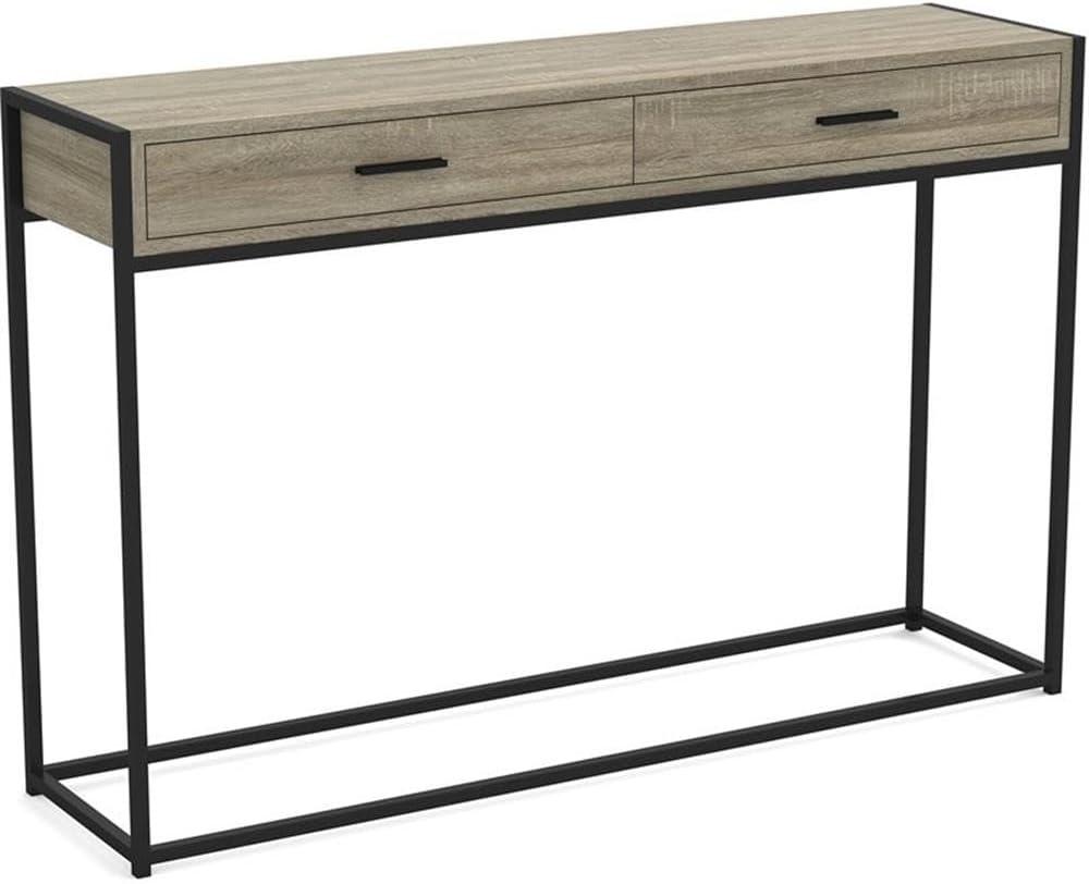 Safdie & Co. 48"L 2-Drawers Black Metal Console Table in Dark Taupe