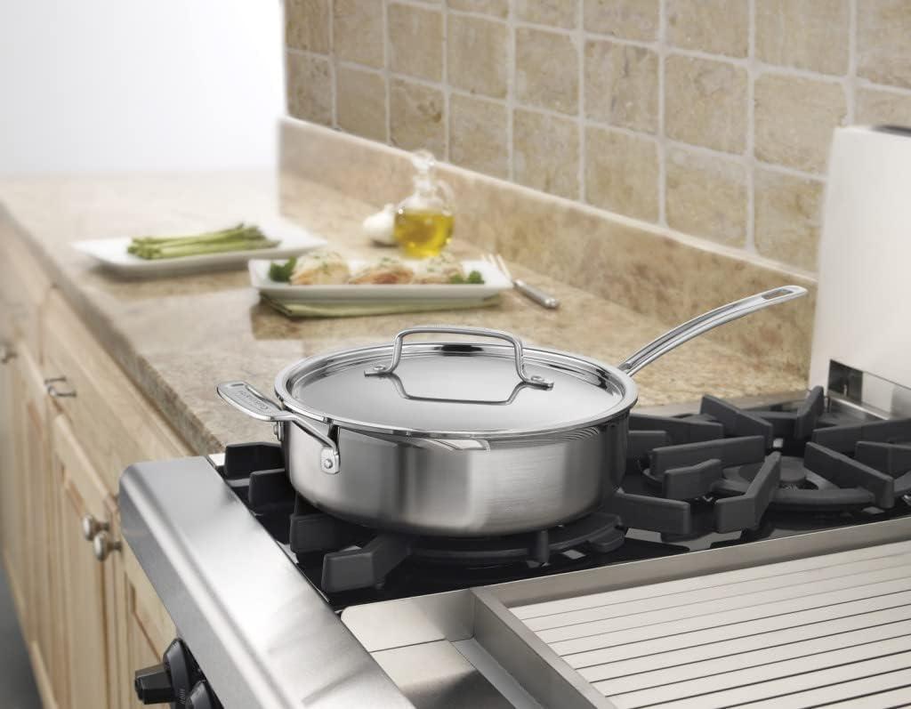 3.5 Quart Silver Stainless Steel Sauté Pan with Lid