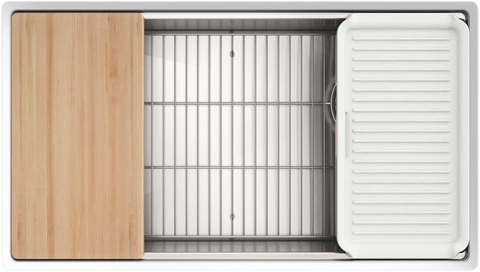 Strive® 32" L x 18.25" W Undermount Single Bowl Kitchen Sink with Basin Rack