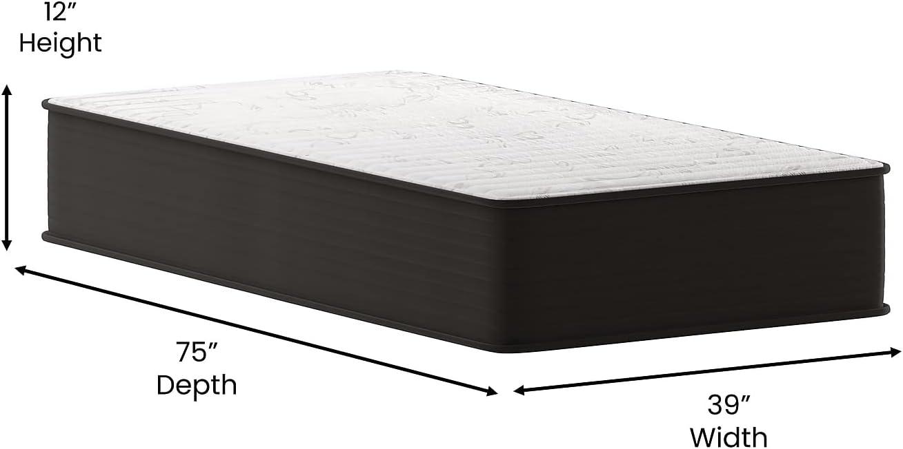 Flash Furniture Dream 12 Inch Hybrid Mattress, High Density Foam and Pocket Spring Mattress in a Box, CertiPur-US Certified Foam