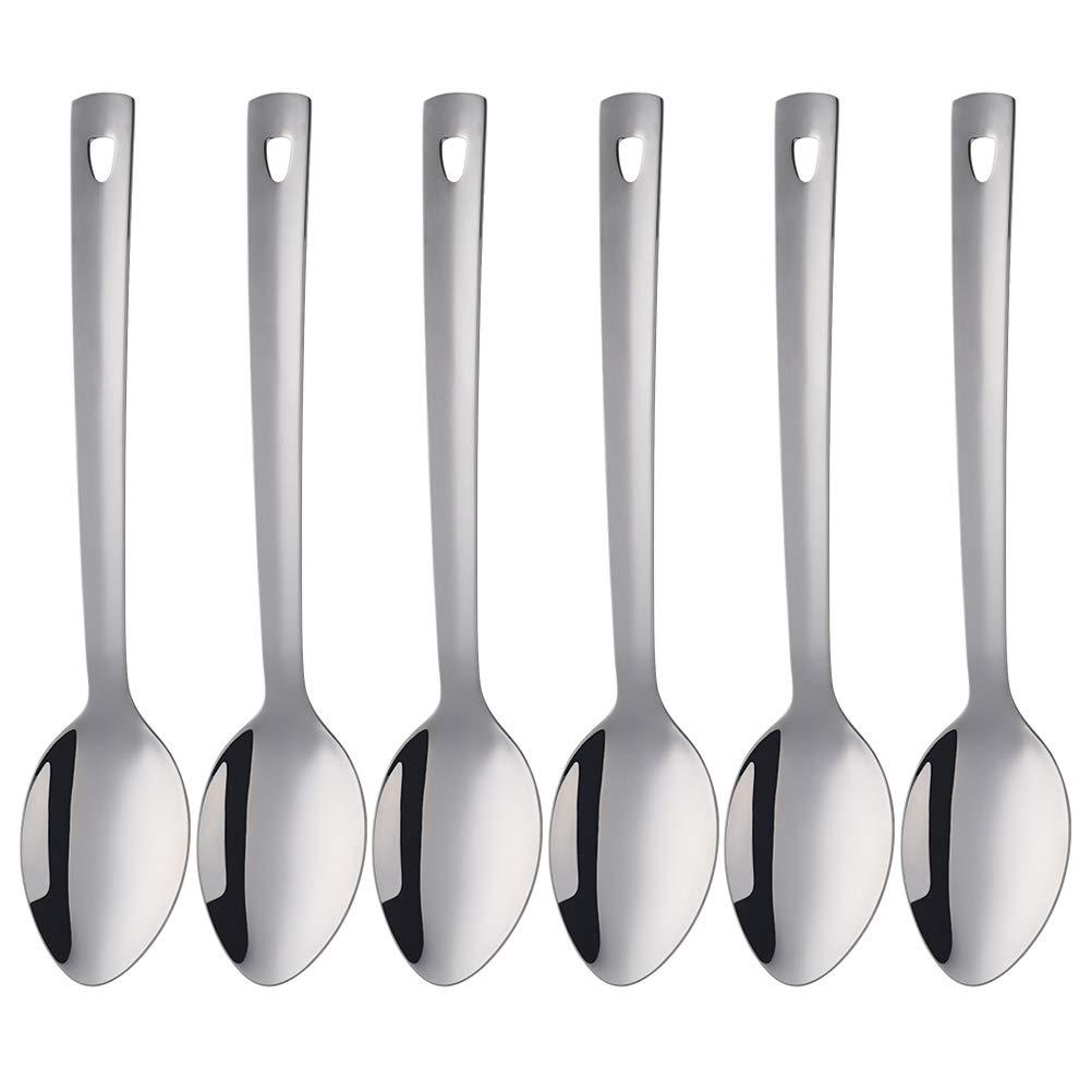13-Inch Serving Spoons Set of 6, dongbo Stainless Steel Long Handle Buffet Serving Spoons for Catering, Silver