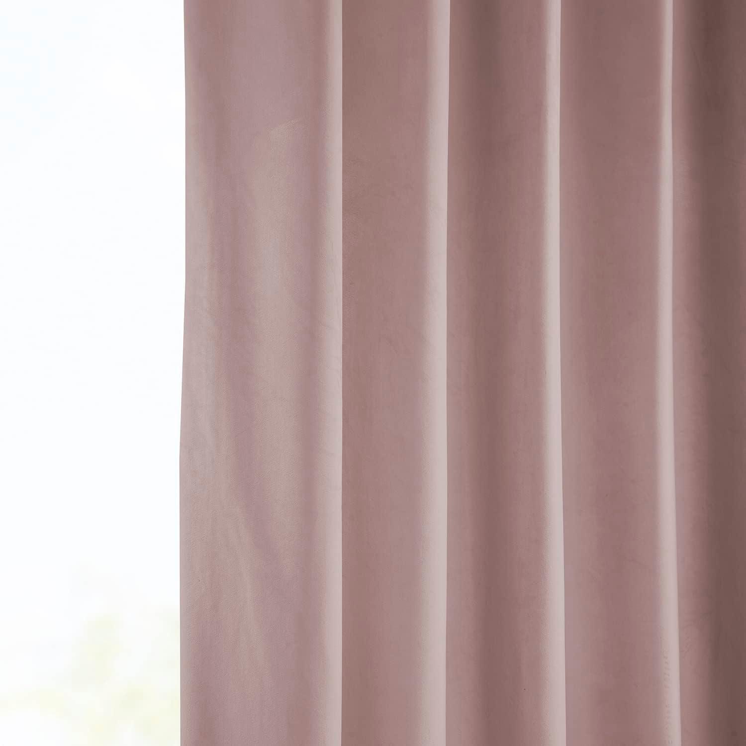 Ballet Pink Velvet Room-Darkening Curtain Panel, 84"