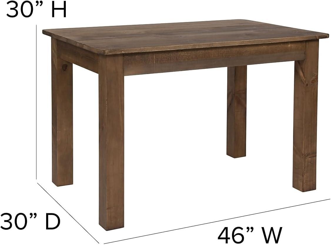 Flash Furniture HERCULES 46" x 30" Rectangular Antique Rustic Solid Pine Farm Dining Table
