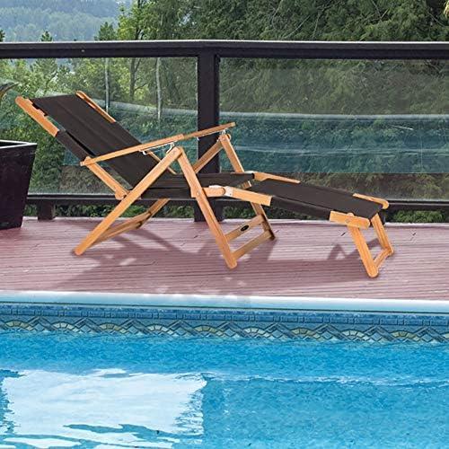 JR Home Patioflare Portable All Weather Lounge Chair with Leg Rest, Black